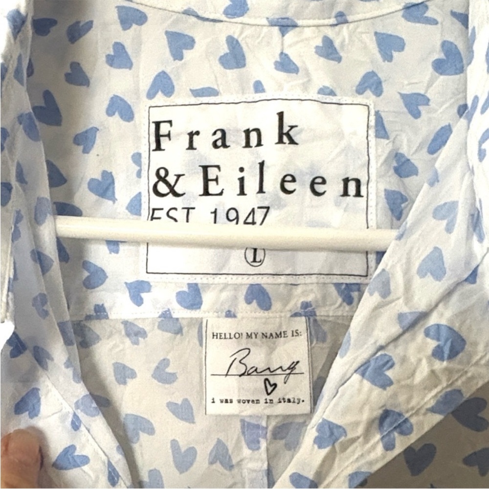 Like New Frank & Eileen Barry Button Down Top Signature Crinkle Hearts Large - Picture 4 of 11